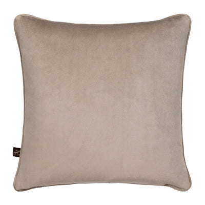 Reverse image of silver/mink velvet cushion in 43cm size. Made from Jacquard fabric by Scatter Box