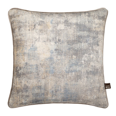 Front image of silver/mink velvet cushion in 43cm size. Made from Jacquard fabric by Scatter Box