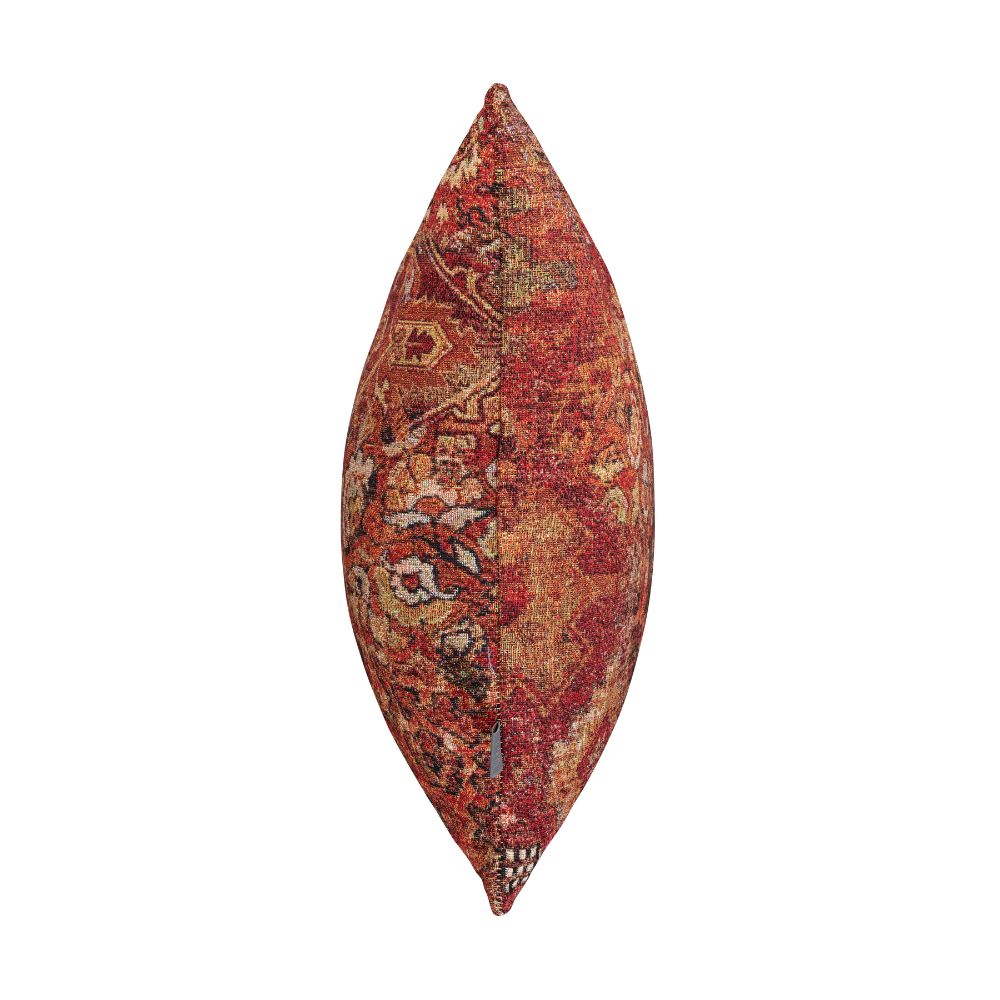 Side image of red 43x43cm size cushion by Scatter Box in Tapestry fabric.