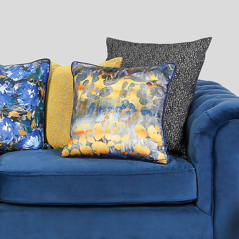 Ochre and navy cushions best sale